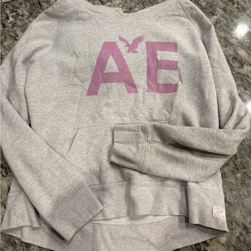 AE Gray Sweatshirt with Pink Logo